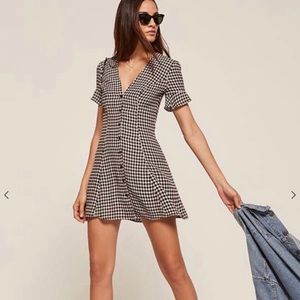 reformation dolce button up mini dress